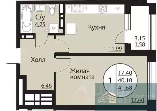 1-к кв. Воронежская область, Воронеж Московский просп., 138 (41.7 м) - Фото 0