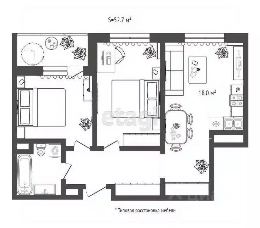 2-к кв. Тюменская область, Тюмень ул. Тальниковая, 5 (54.7 м) - Фото 0