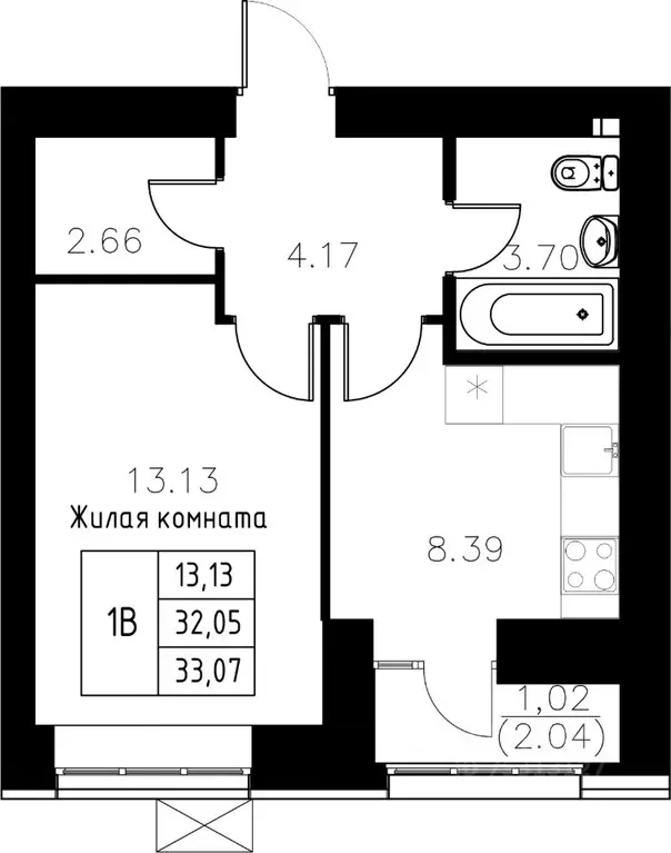 1-к кв. Татарстан, Казань ул. Михаила Миля (33.07 м) - Фото 0