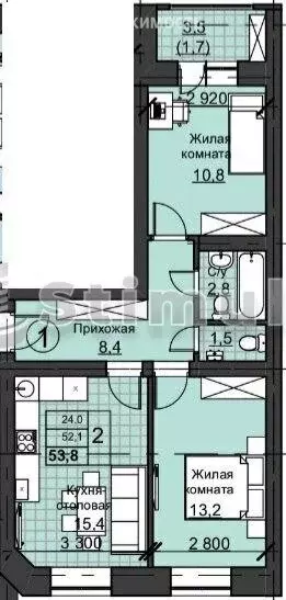 2-комнатная квартира: Оренбург, Улица Николая Ерышева, 11 (53.8 м) - Фото 0