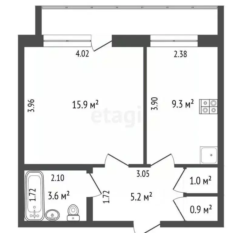 1-к кв. Архангельская область, Котлас ул. Володарского, 102А (35.9 м) - Фото 2