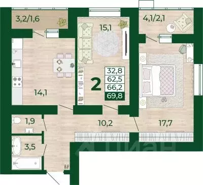 2-к кв. Самарская область, Волжский район, Смышляевка городское ... - Фото 1