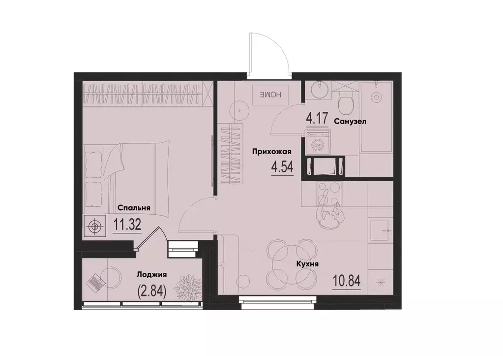1-к квартира, 32.29 м - Фото 0