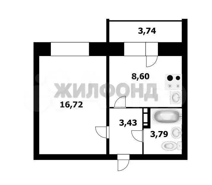 1-к. квартира, 32,3 м, 6/10 эт. - Фото 0