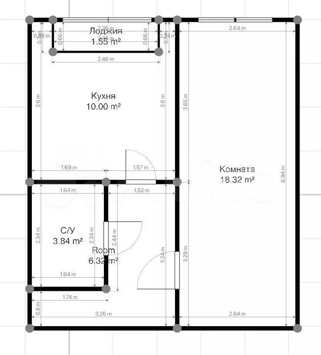1-к. квартира, 28,5 м, 3/5 эт. - Фото 0
