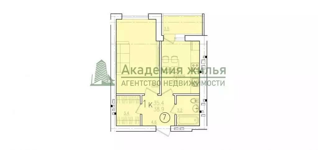 1-комнатная квартира: Энгельс, микрорайон Энгельс-9, 2 (34.5 м) - Фото 1