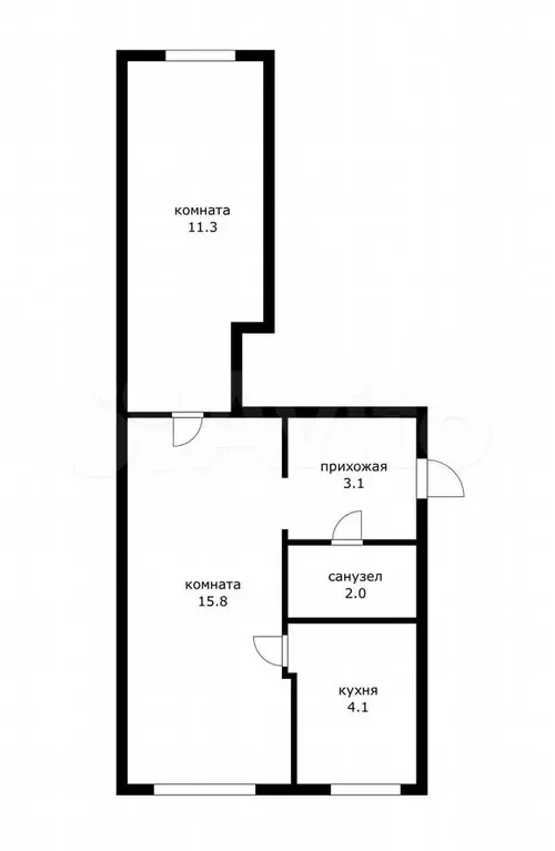 2-к. квартира, 36 м, 1/5 эт. - Фото 0