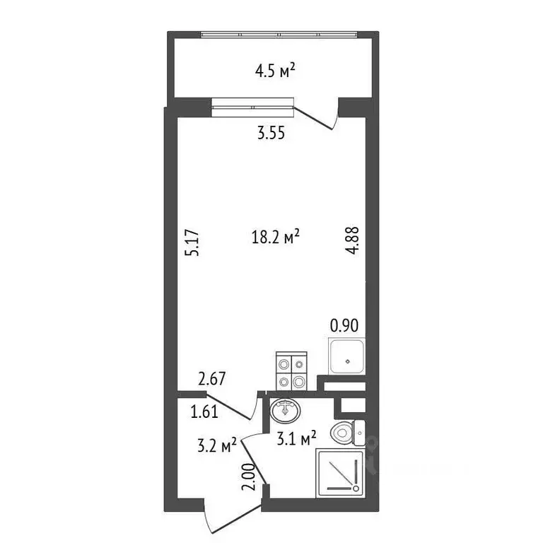Студия Санкт-Петербург просп. Ветеранов, 194 (24.5 м) - Фото 0
