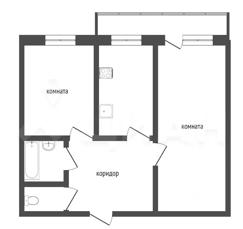 2-к кв. Ханты-Мансийский АО, Сургут Югорская ул., 5/1 (50.3 м) - Фото 1