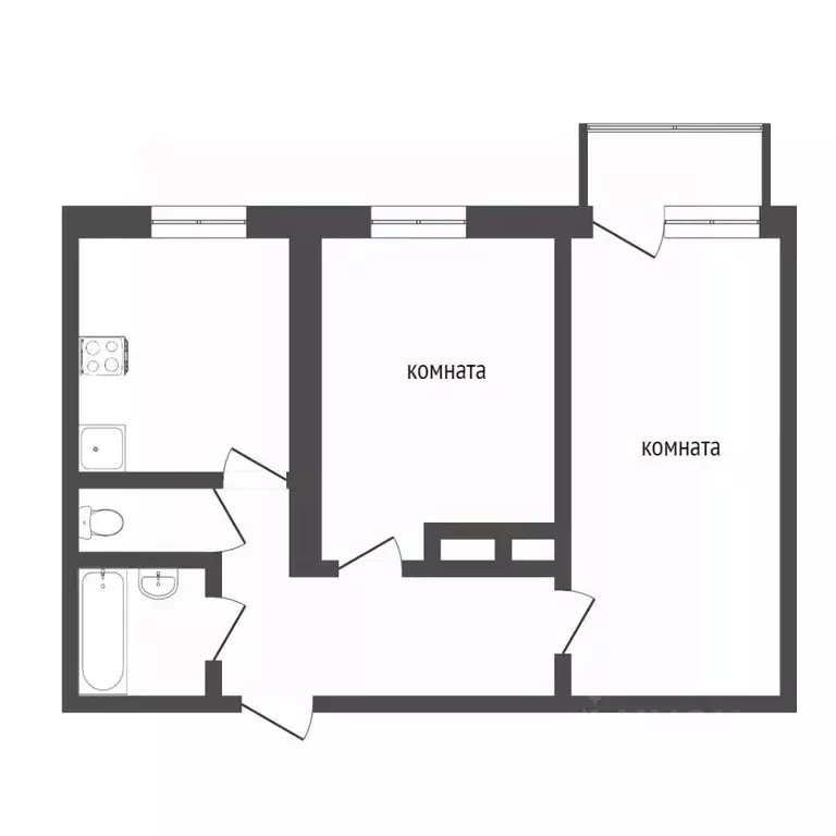 2-к кв. Бурятия, Улан-Удэ Ключевская ул., 39 (49.54 м) - Фото 1