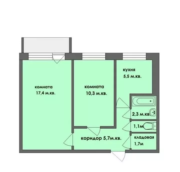 2-комнатная квартира: Южно-Сахалинск, 7-й микрорайон, Спортивный ... - Фото 2