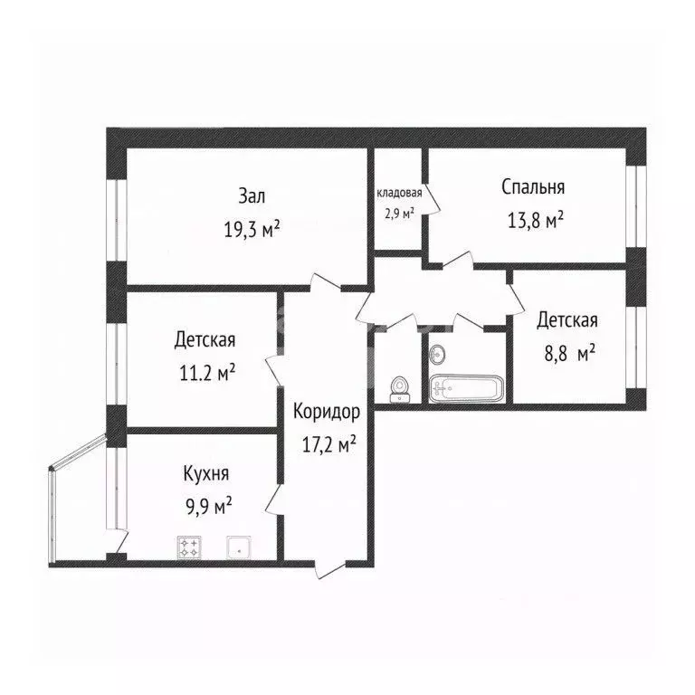 4-к кв. Ханты-Мансийский АО, Сургут ул. Дзержинского, 1 (86.8 м) - Фото 1