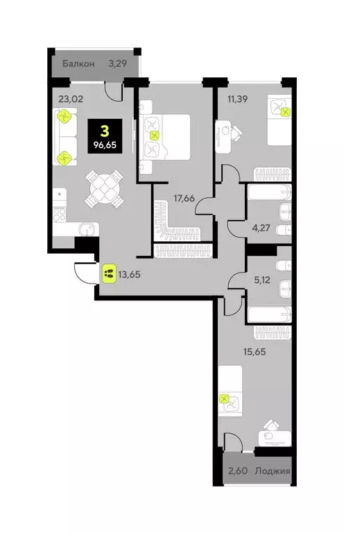 3-комнатная квартира: Тюмень, улица Разведчика Кузнецова, 9 (88.9 м) - Фото 1