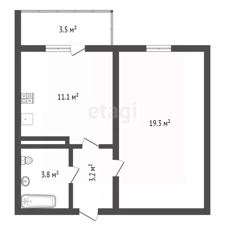 1-к кв. Воронежская область, Новоусманский район, пос. Отрадное ул. ... - Фото 2