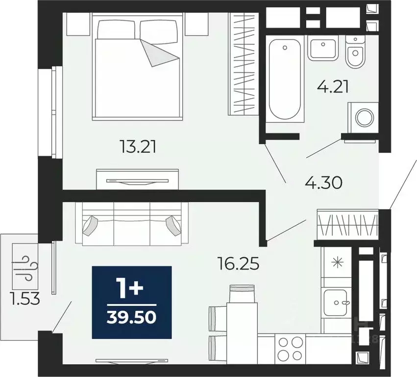 1-к кв. Тюменская область, Тюмень Беринг жилой комплекс (38.43 м) - Фото 1