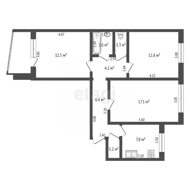 3-к кв. Оренбургская область, Оренбург ул. Чкалова, 46 (65.9 м) - Фото 1