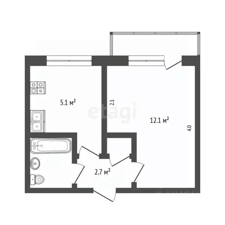 1-к кв. Крым, Симферополь ул. 60 лет Октября (22.3 м) - Фото 2