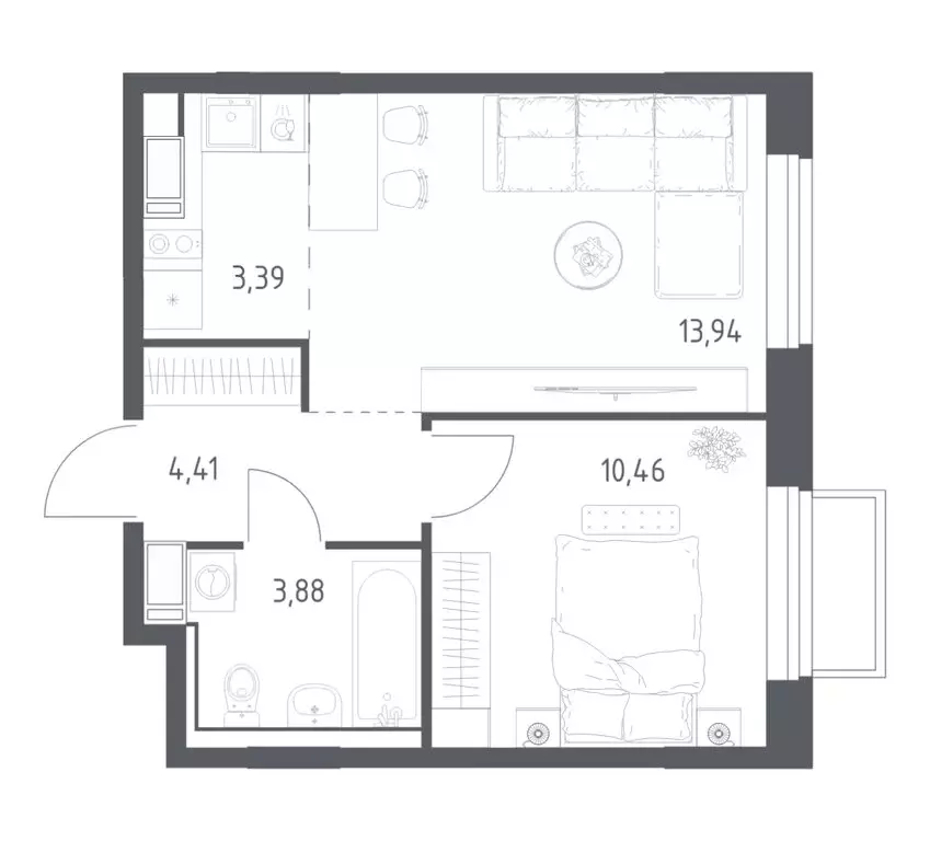 1-комнатная квартира: посёлок городского типа Мирный, ЖК Томилино ... - Фото 1