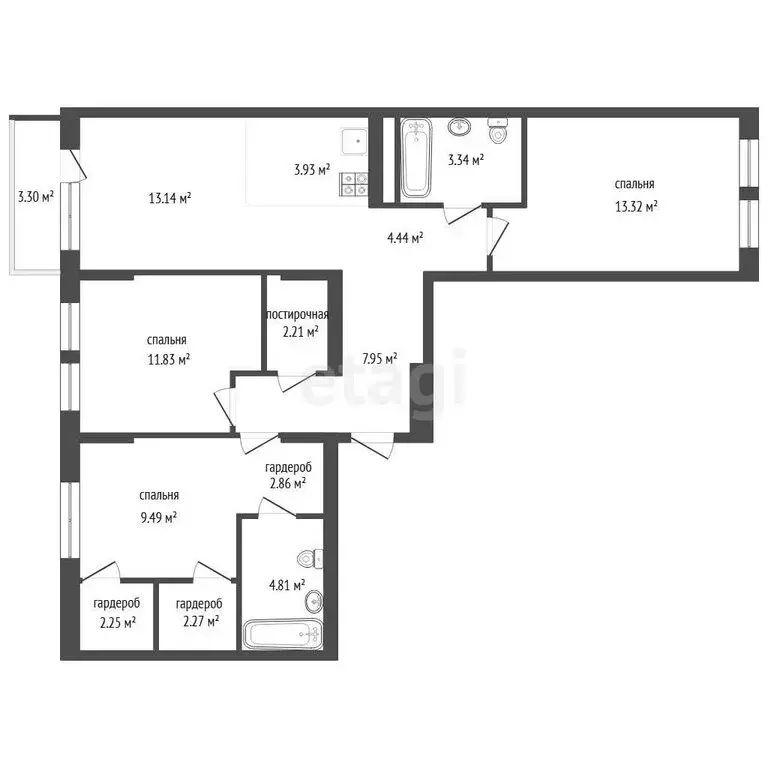 3-комнатная квартира: Тюмень, улица Республики, 205к1 (85.9 м) - Фото 1