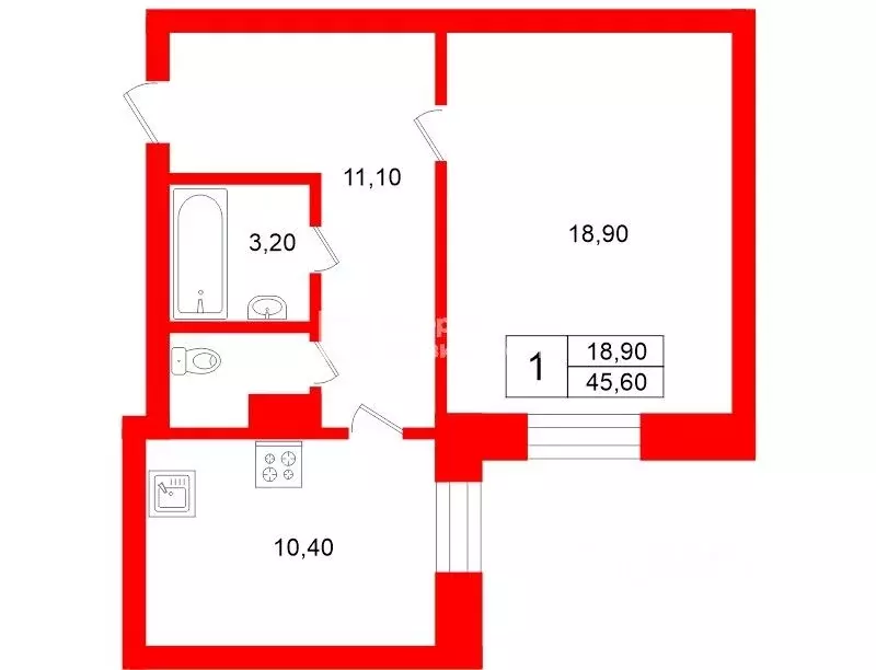 1-к кв. Санкт-Петербург Искровский просп., 22 (45.6 м) - Фото 2