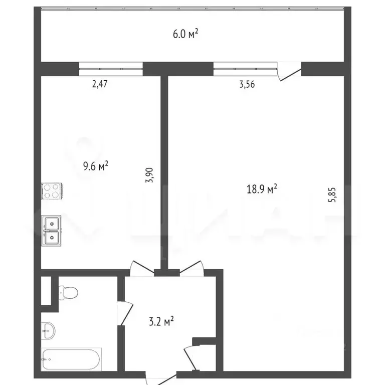 1-к кв. москва, москва, московский г. 1-й мкр, 21 (35.0 м) - Фото 1