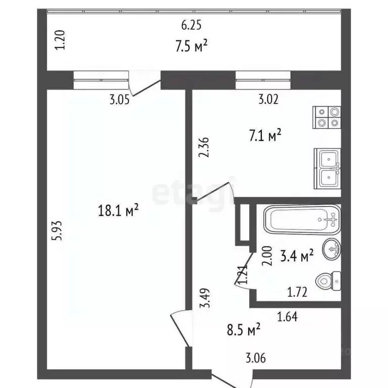 1-к кв. Ульяновская область, Ульяновск Самарская ул., 5 (39.0 м) - Фото 1