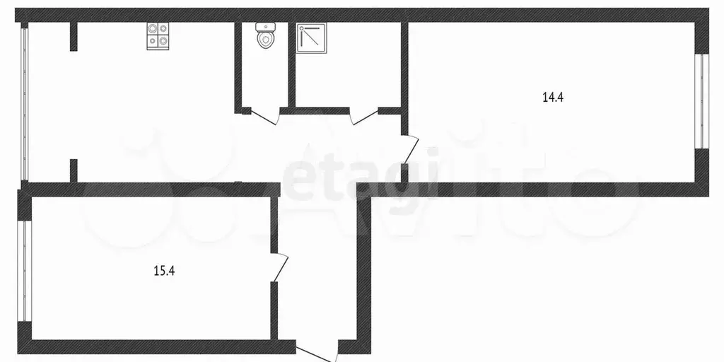 2-к. квартира, 49,2 м, 4/5 эт. - Фото 1