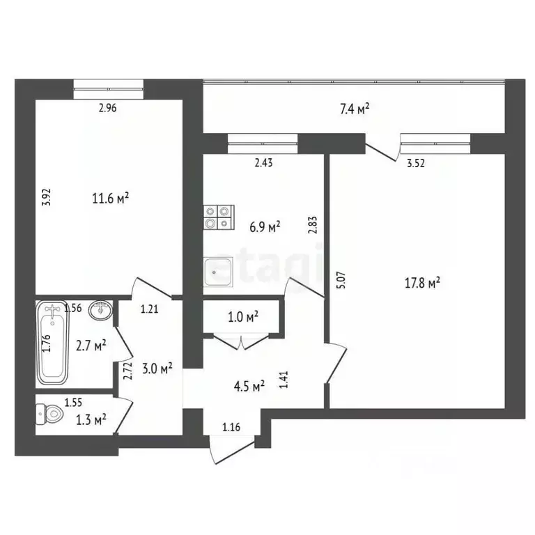 2-к кв. Самарская область, Самара Енисейская ул., 37 (48.8 м) - Фото 2