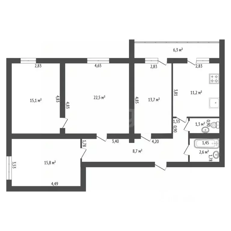 4-к кв. Башкортостан, Уфа ул. Пушкина, 35/3 (97.0 м) - Фото 2