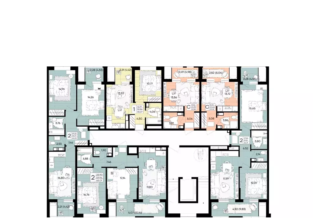 2-к кв. Краснодарский край, Краснодар Народные Кварталы жилой комплекс ... - Фото 2