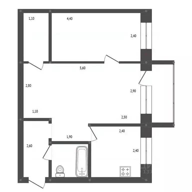 2-к кв. Амурская область, Белогорск Садовая ул., 38 (42.4 м) - Фото 0