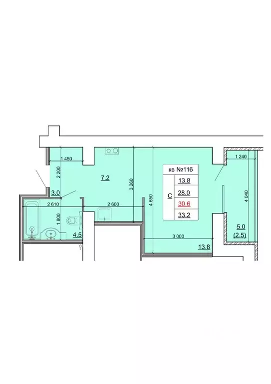 Студия Костромская область, Кострома Новый город мкр,  (30.6 м) - Фото 0