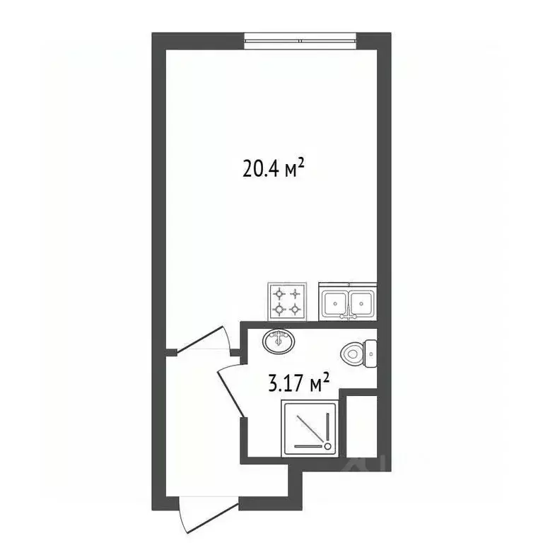 Студия Санкт-Петербург просп. Крузенштерна, 4 (20.4 м) - Фото 2
