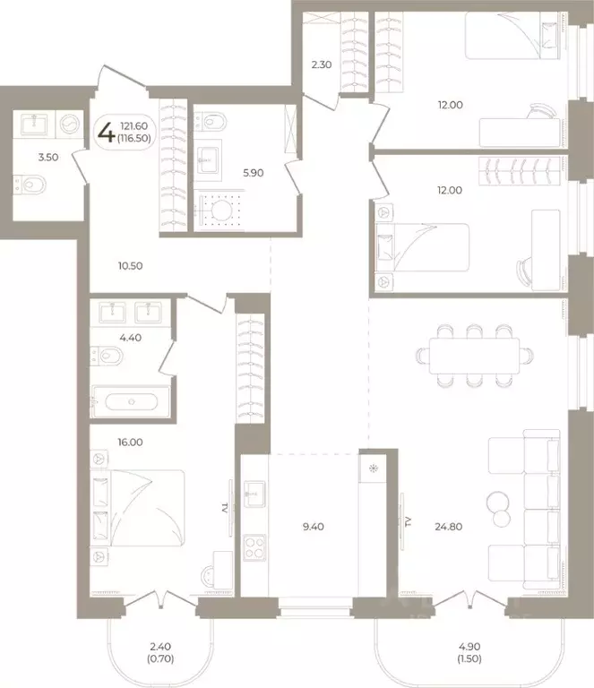 4-к кв. Башкортостан, Стерлитамак ул. Мира, 70 (116.5 м) - Фото 1