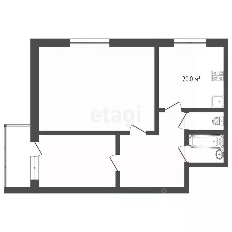 2-к кв. Вологодская область, Вологда ул. Бурмагиных, 34А (54.0 м) - Фото 2