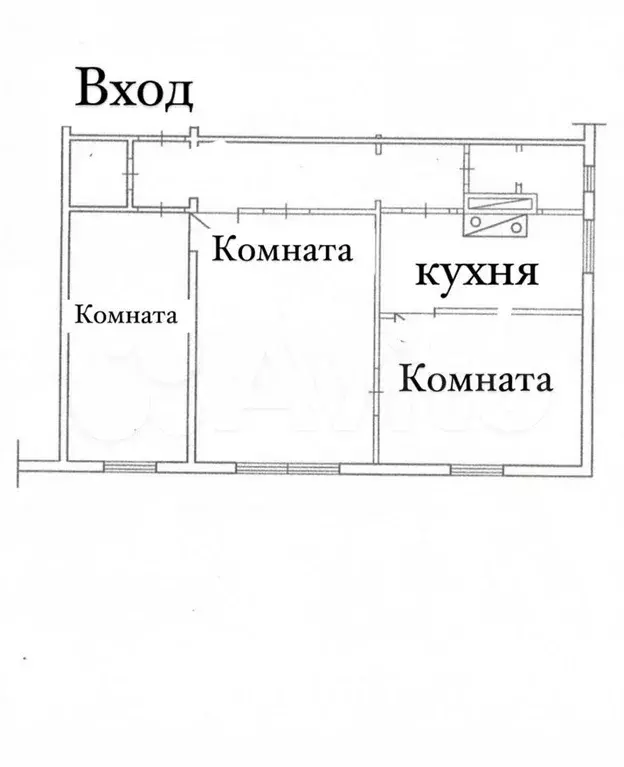 3-к. квартира, 63 м, 2/2 эт. - Фото 0