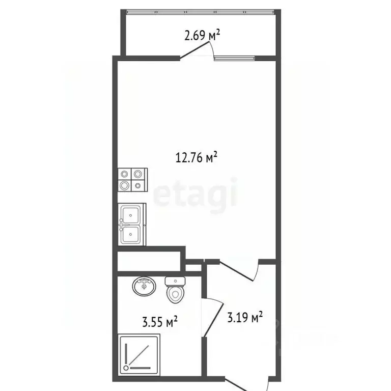 Студия Санкт-Петербург Днепропетровская ул., 65 (19.5 м) - Фото 2