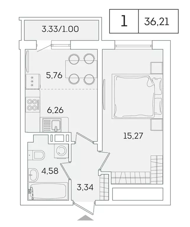 1-комнатная квартира: Мурино, Графская улица, 6к4 (35.3 м) - Фото 0