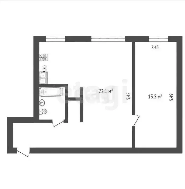 2-комнатная квартира: Архангельск, Садовая улица, 2к1 (44.3 м) - Фото 1