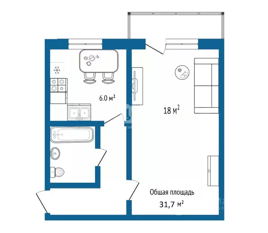 1-к кв. Новосибирская область, Бердск ул. Кирова, 5 (31.7 м) - Фото 2