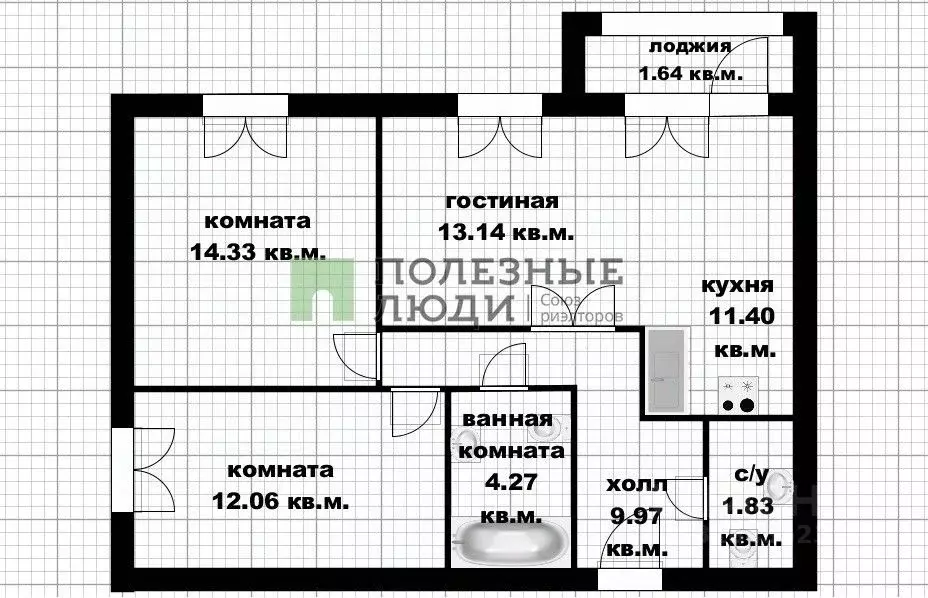 3-к кв. Башкортостан, Уфа ул. Софьи Перовской, 20А (68.64 м) - Фото 0