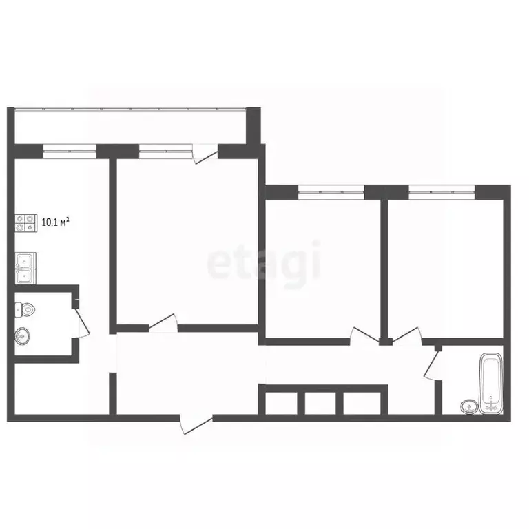 3-к кв. Московская область, Видное просп. Ленинского Комсомола, 17к2 ... - Фото 2