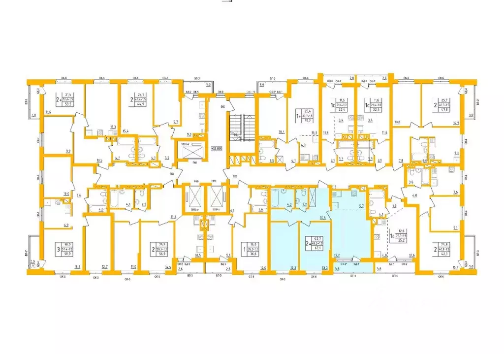 2-к кв. Башкортостан, Уфа Инорс-4Б мкр, Акварель жилой комплекс (66.9 ... - Фото 2