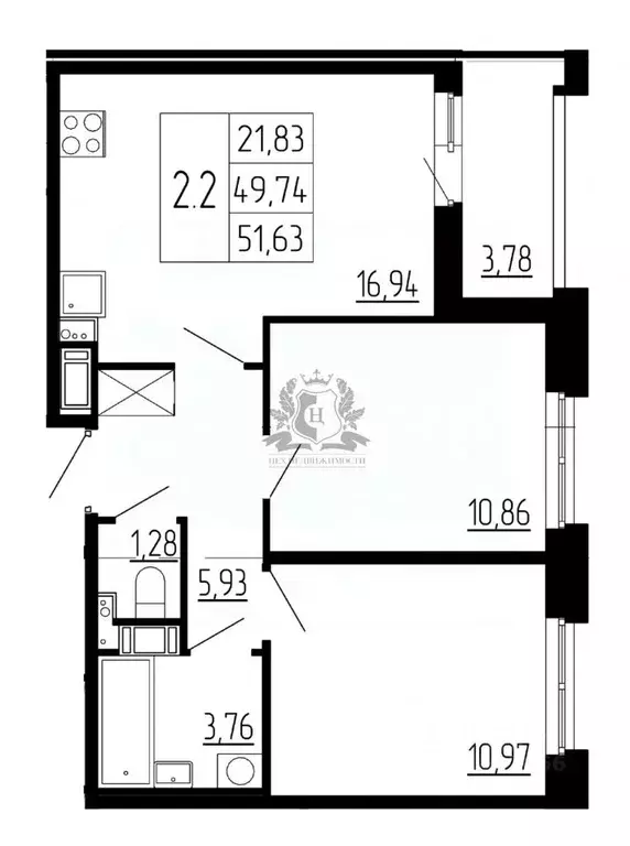 2-к кв. Санкт-Петербург просп. Энгельса, 27ВЕ (51.63 м) - Фото 1