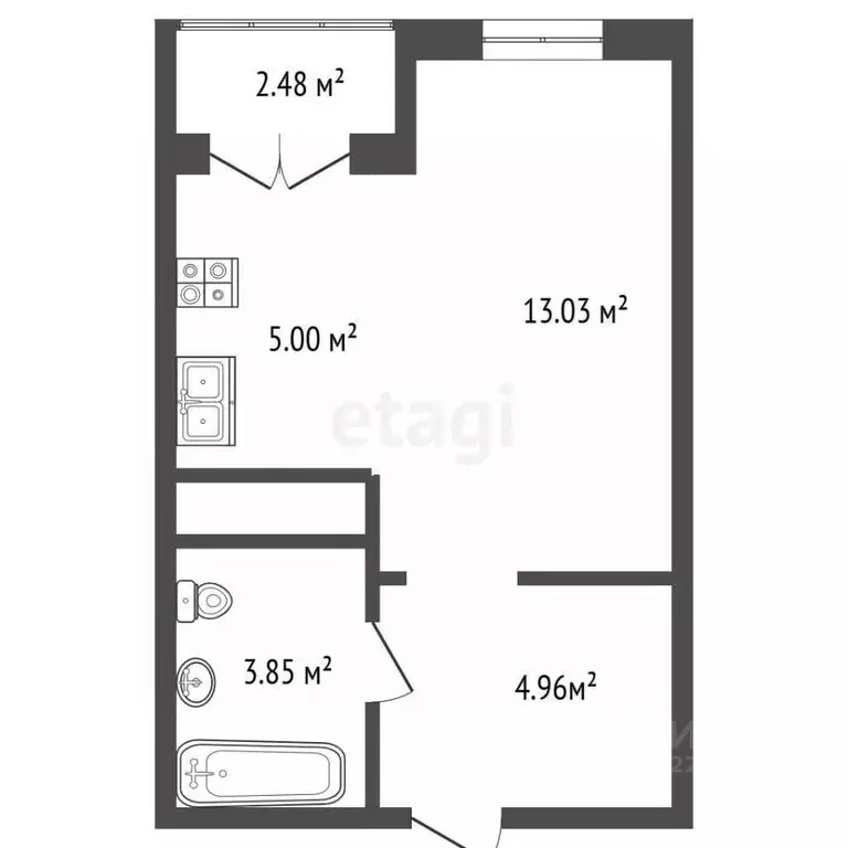 Студия Свердловская область, Екатеринбург ул. Походная, 14 (29.0 м) - Фото 2