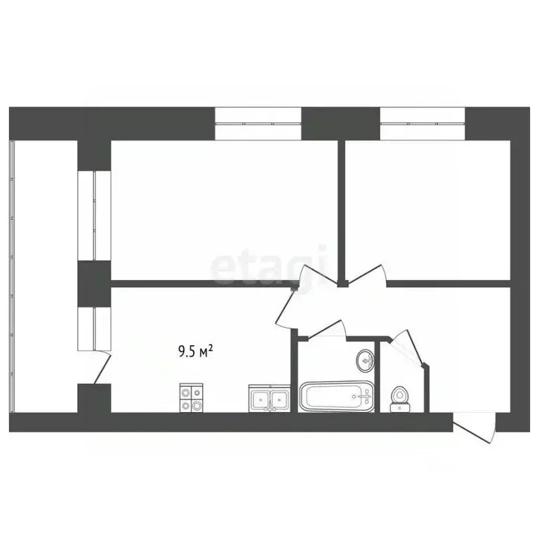 2-к кв. Калужская область, Калуга ул. Минская, 39 (53.28 м) - Фото 2