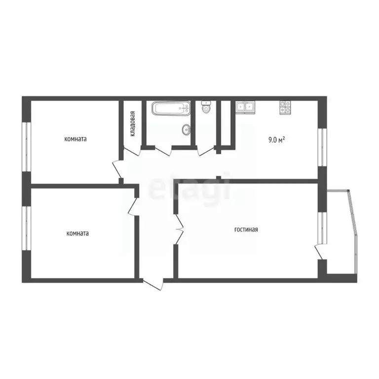 3-к кв. Тюменская область, Тюмень Ткацкий проезд, 12 (58.5 м) - Фото 1