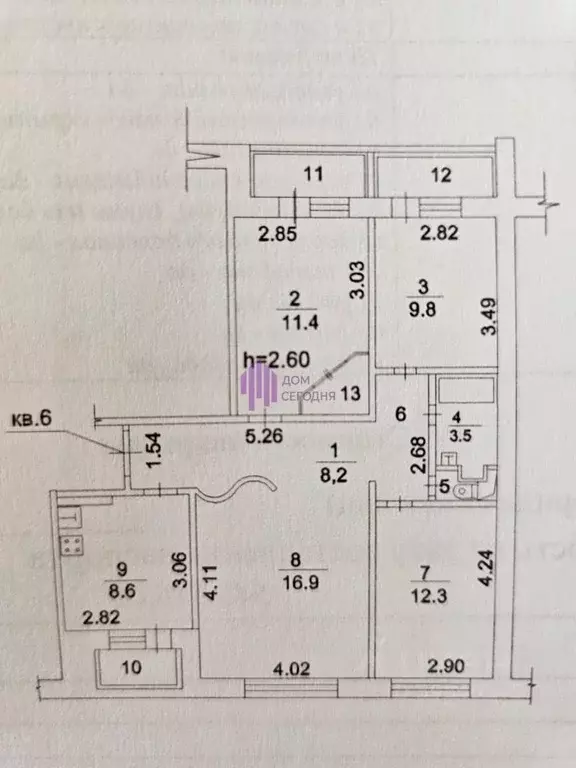 4-к кв. Московская область, Реутов Молодежная ул., 6 (75.6 м) - Фото 2
