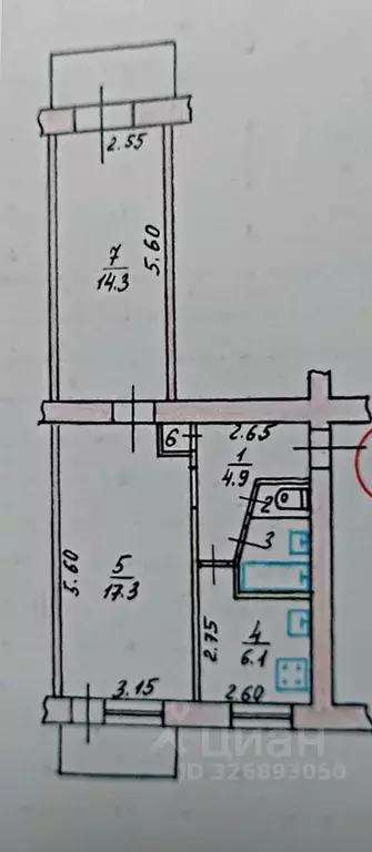 2-к кв. Крым, Симферополь ул. Гавена, 101 (45.0 м) - Фото 2