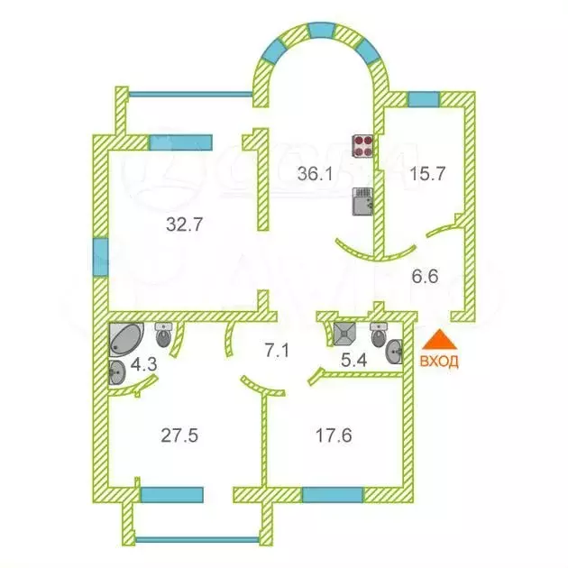 4-к. квартира, 157 м, 4/6 эт. - Фото 0